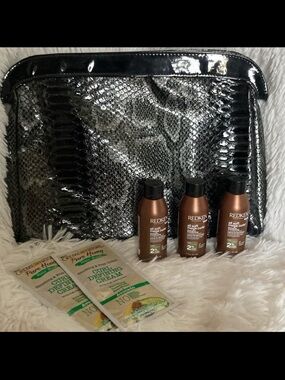 Redken All Soft Mega Shampoo Travel Sizes with Black Snakeskin Clutch